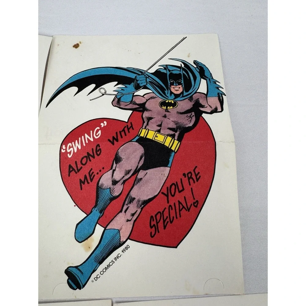 VTG 80's DC Comics Valentine's Day Cards (5) AQUAMAN Batman Superman‎ Unused